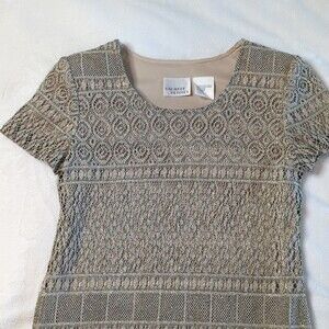 Halmode Petites short sleeve long dress with metallic threads size 6